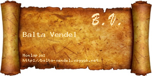 Balta Vendel névjegykártya